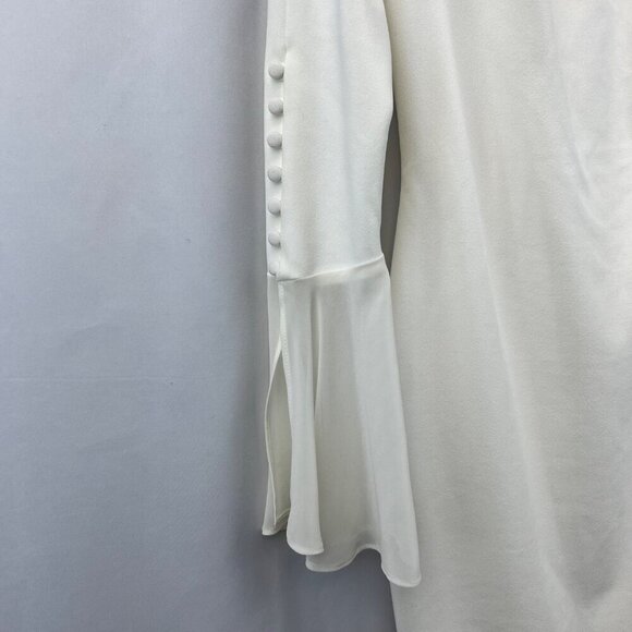 Calvin Klein Sheath Dress Long Flare Sleeve Knee Length Cream Zip Size 2 New - Picture 4 of 10